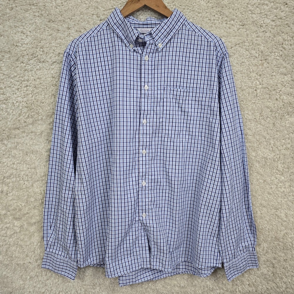 Clothing Arts P^cubed Pick-Pocket Proof‎ Shirt Mens Large Blue Check Travel